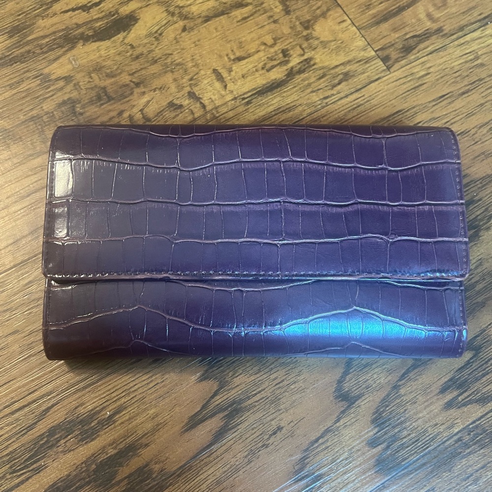 Purple Croc-Embossed Wallet